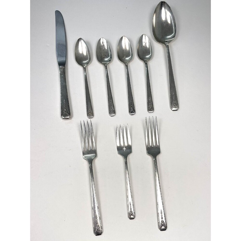 VTG Mixed Lot 9 ONEIDA Community Milady Silverplate FLATWARE Art Deco *FLAWS*